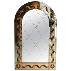 Vintage Églomisé Mirror with Shell Motif