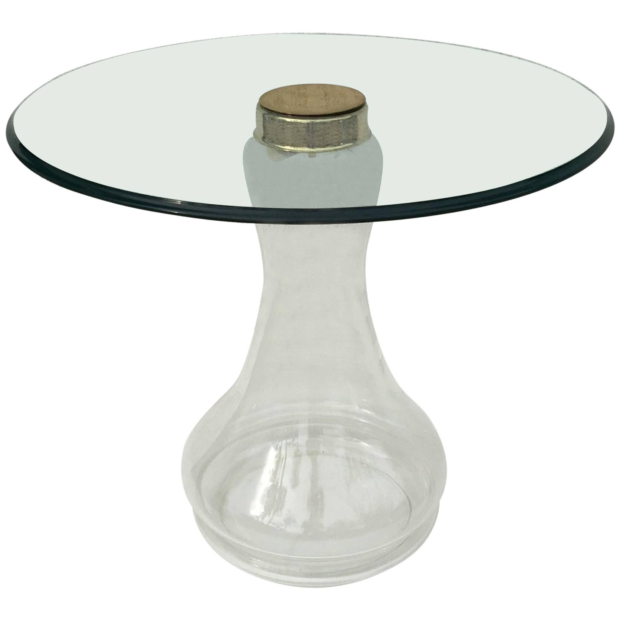 Glass and Brass Side Table by Sarreid