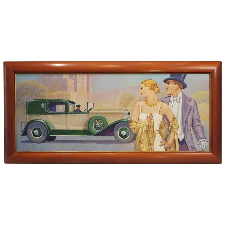 Art Deco Style Oil Painting in the Manner of JC Leyendecker at 1stDibs