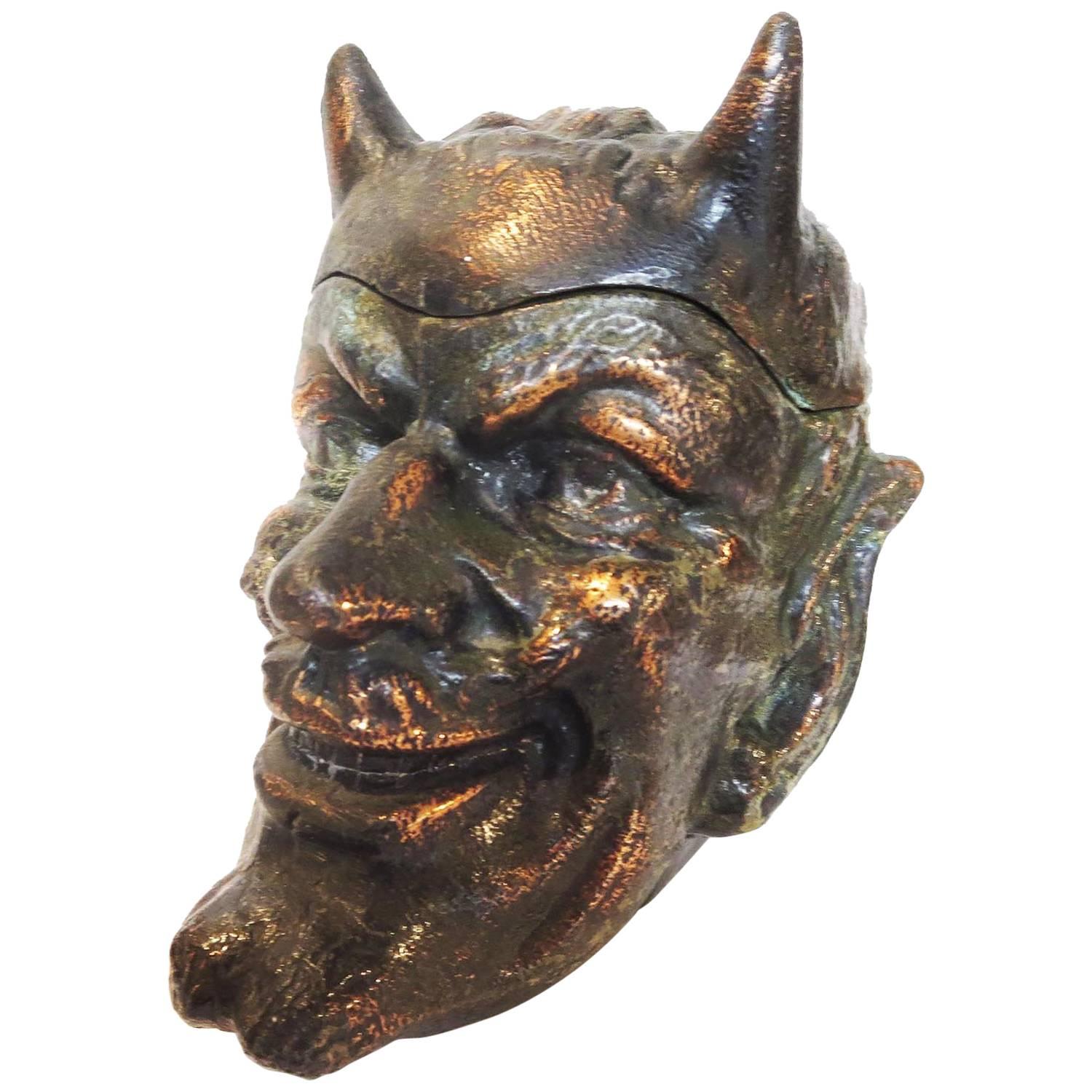 Copper Devil Head Tobacco Jar in the Style of Johann Maresch