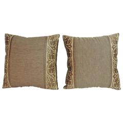 Pair of Antique Textile Arts & Crafts Woven Decorative Linen Pillows 1
