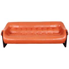 Brazilian Rosewood and Leather Sofa by Percival Lafer