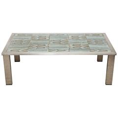 Tiled Topped Table Signed Leleu