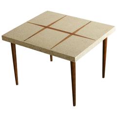 Rectangular Walnut Side Table with Walnut Inlaid Terrazzo Top 11
