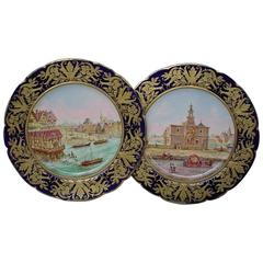 Pair of 18th Century Sevres Hand-Painted Plates