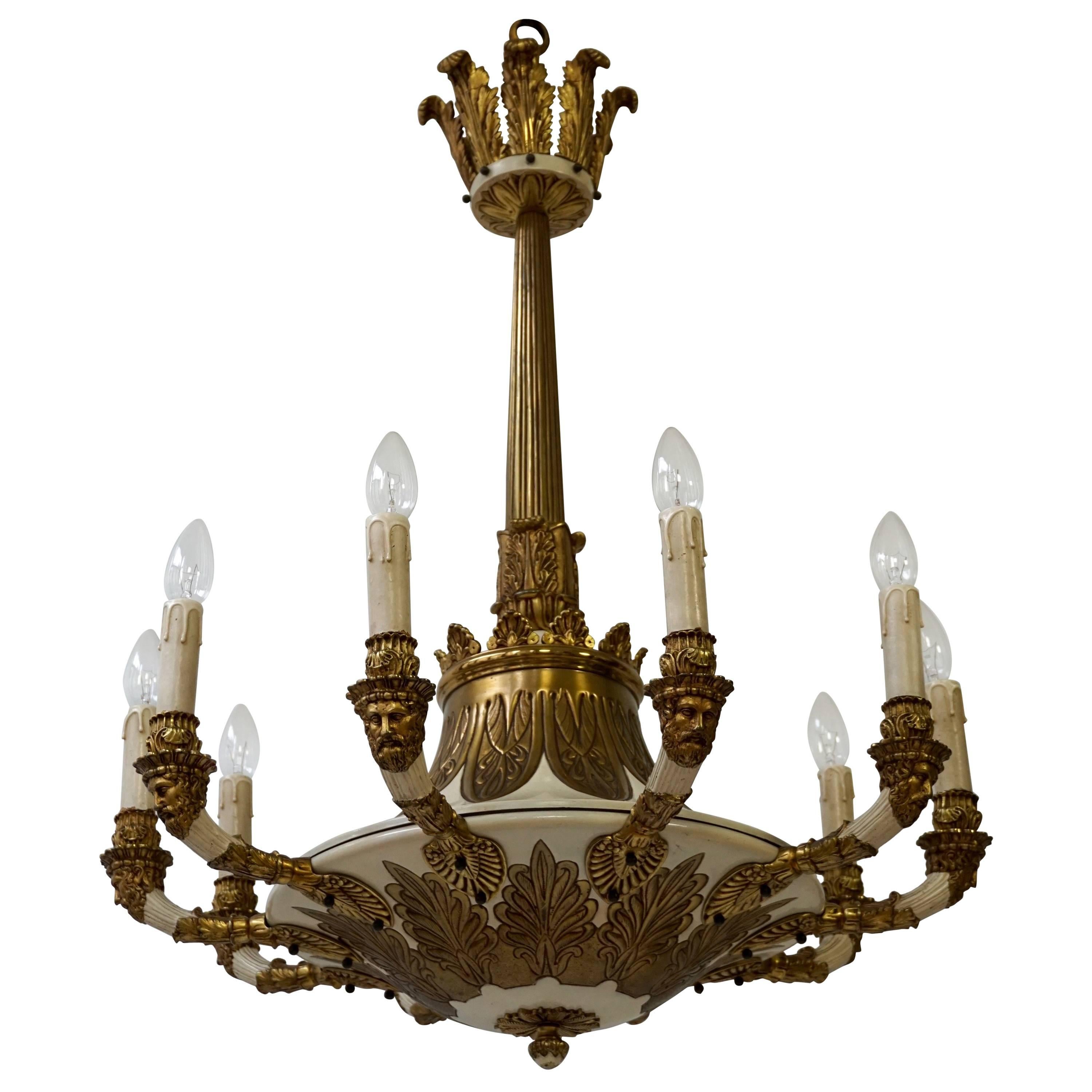 Spectacular Bronze and Painted Chandelier For Sale