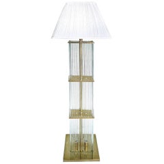 Retro Gaetano Sciolari for Lightolier Brass and Glass Rods Floor Lamp