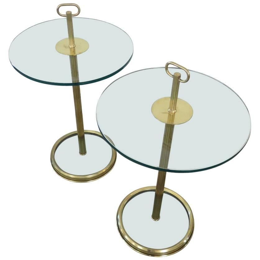 Pair of 1960s Brass and Glass Tables