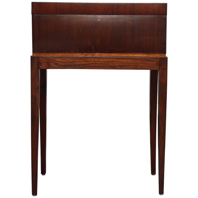 Antique Gany Intarsia Writing Box Or Lap Desk On Rosewood Stand Antique Gany Intarsia Writing Box Or Lap Desk On Rosewood Stand For