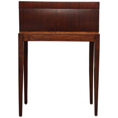 Antique Mahogany Intarsia Writing Box or Lap Desk on Rosewood Stand