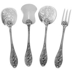 Barrier French All Sterling Silver Dessert Hors D'oeuvre Set Box Foliage