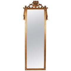 Antique Wood Frame Gilt Hanging Wall Mirror