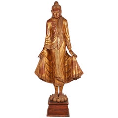 Very Large Gilt Thai Standing Buddha