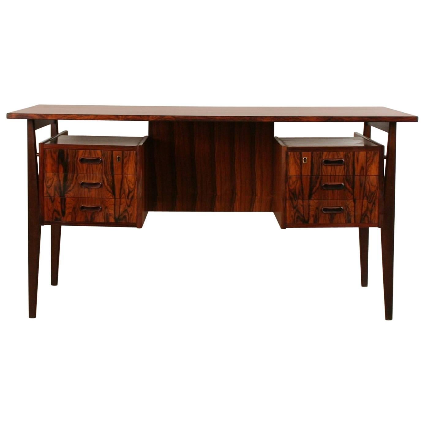 Vintage Danish Rosewood Desk For Sale