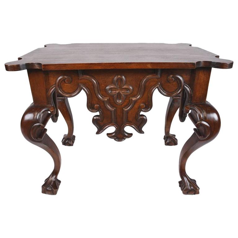 Antique Carved Walnut Center Table For Sale at 1stdibs