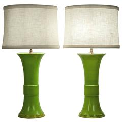 Vintage Pair of Glazed Porcelain Task or Table Lamps 9