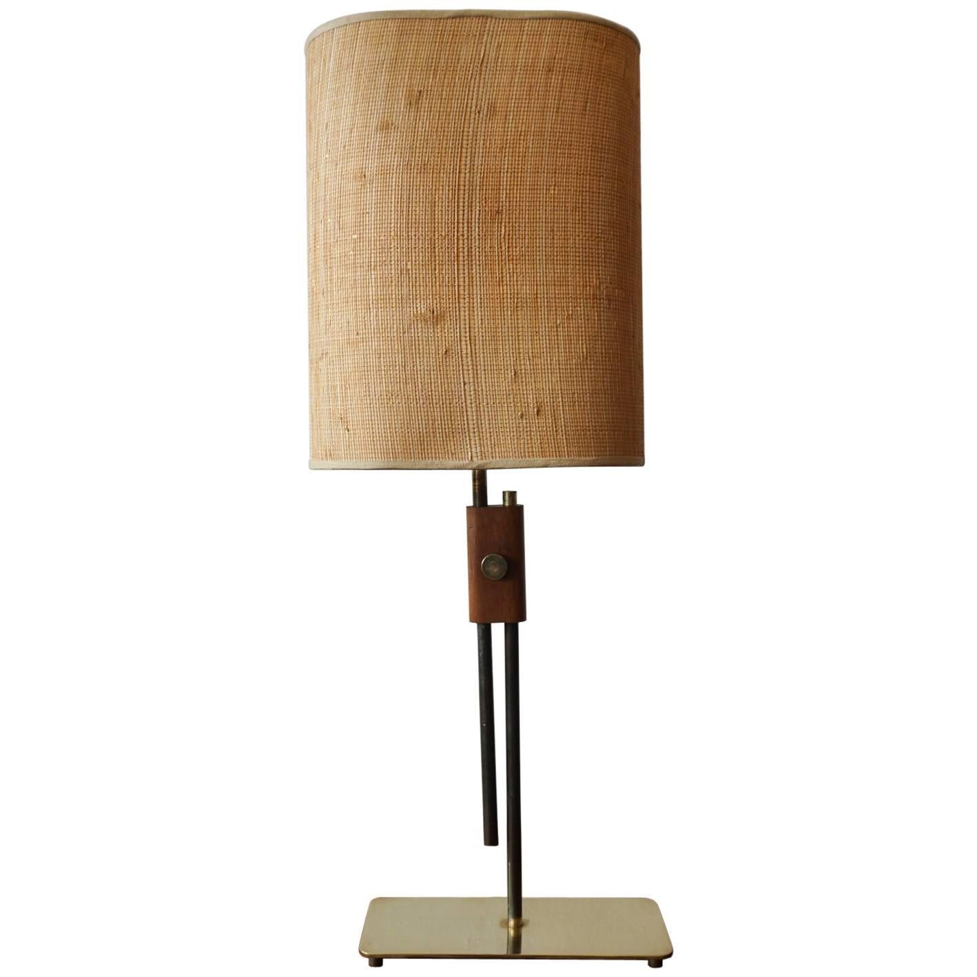 1950s Adjustable Height Brass Table Lamp