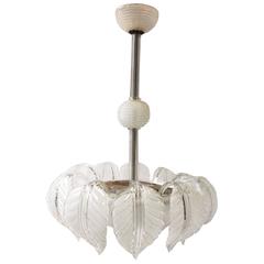 Mid 20th century Barovier 
Toso Pulegoso and Clear Glass Chanderlier