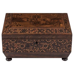 Antique Mahogany Tunbridge Ware Sewing Box