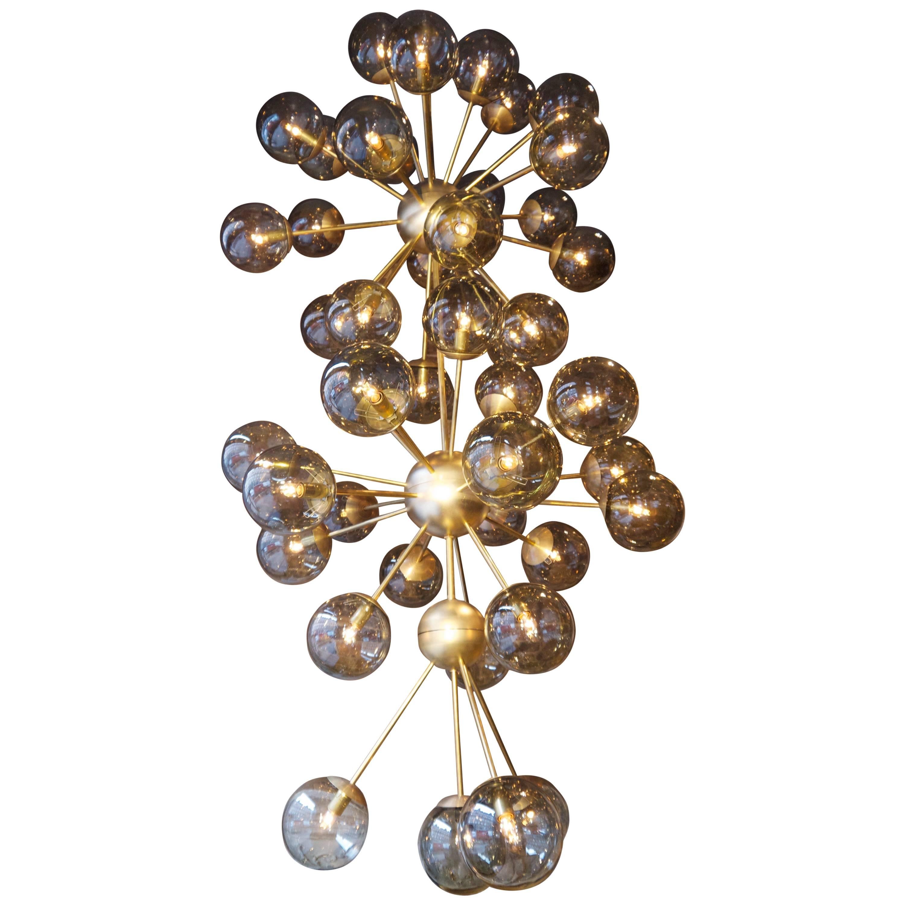 Very Large Murano Chandelier with Smoke Grey Sphere Glass