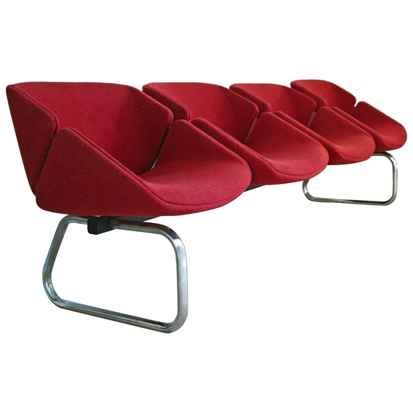 Mid-Century Bench by Thonet with Four Chairs