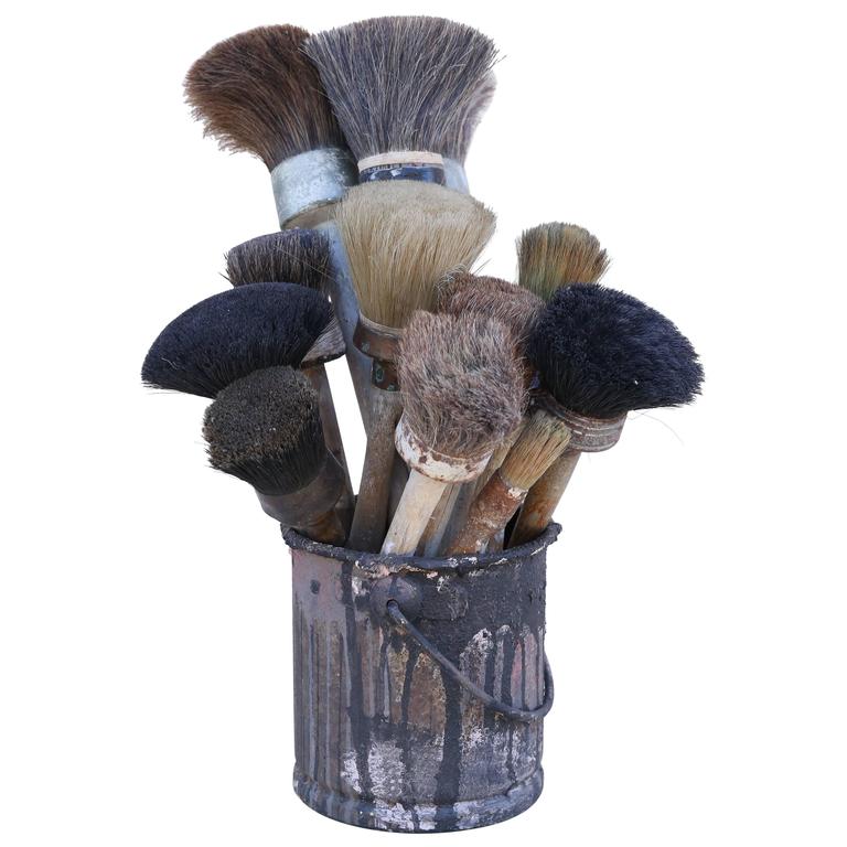 French Paint Bucket with Brushes at 1stdibs