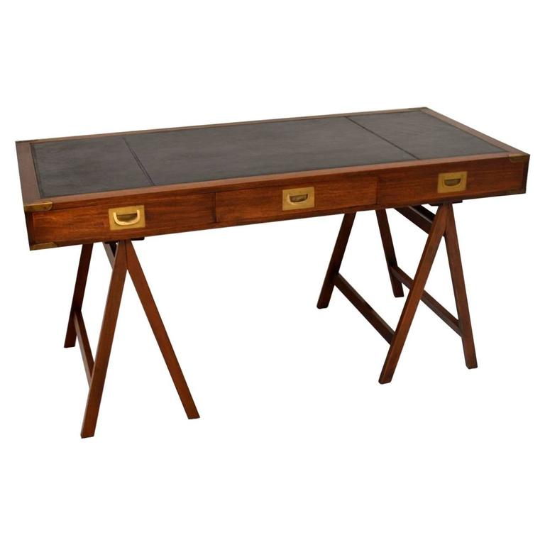 Antique Campaign Style Mahogany Leather Top Desk At 1stdibs