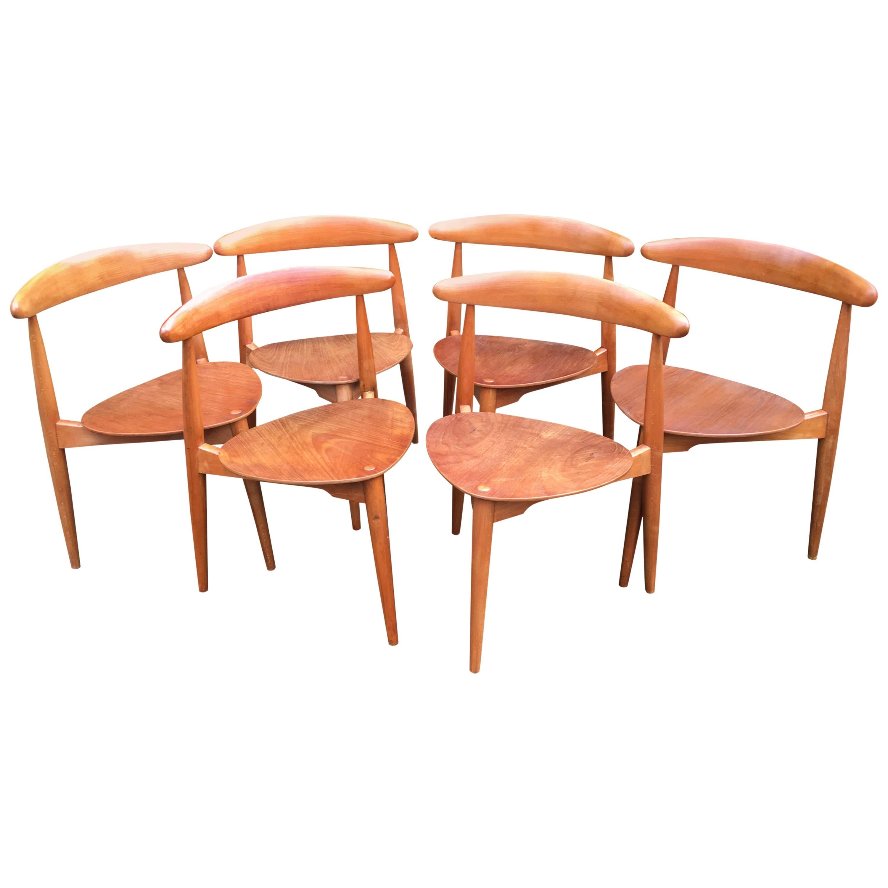Set of Six Hans Wegner 'Heart' Chairs 'Model FH4103' for Fritz Hansen
