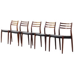 Set of Five Beautiful Dining Chairs by Niels O. Moller Møller Rosewood