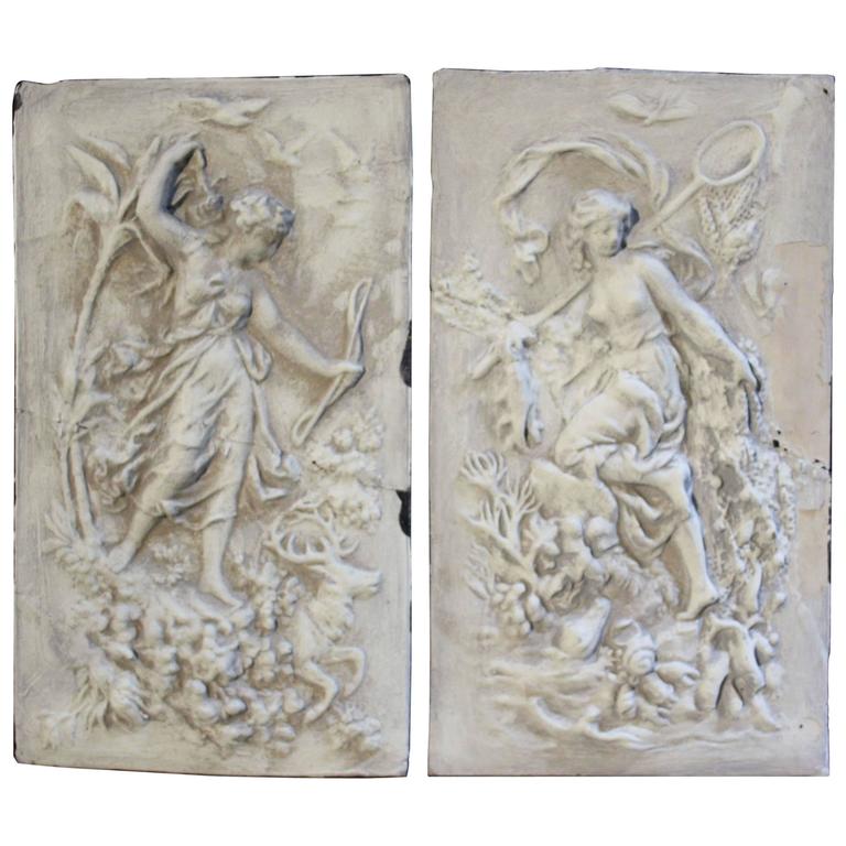 Pair of 19th Century Plaster Wall Plaques For Sale at 1stdibs