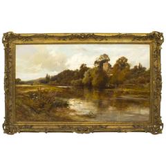 Antique Oil Painting Caversham Church John Horace Hooper