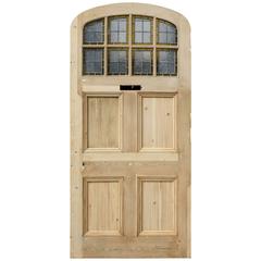 Late 19th Century Arched Pine Front Door with Stained Glass 9
