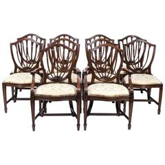 Fabulous Set Ten English Hepplewhite Dining Chairs
