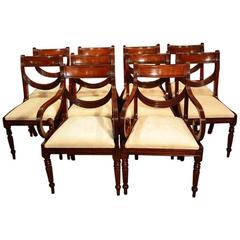 Grand Set Ten Regency Style Dining Chairs Swag Back