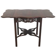 1960s Baker Chinese Chippendale Charleston Collection Mahogany Drop-Leaf Table