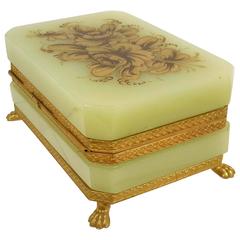 Gilt Bronze Mounted French Opaline Trinket Box, circa 1940