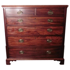 Antique Large Georgian Mahogany Chest of Drawers with Brass Oval Plate Handles