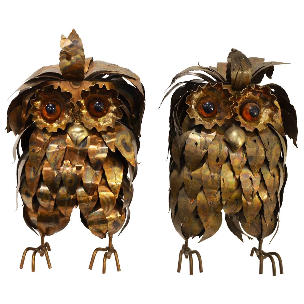 Fantastic Pair of Owl by Curtis Jere, circa 1960