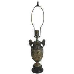 1930s Louis XV Style Solid Bronze Urn Lamp with Figurative Detailing