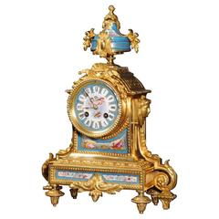 Antique Japy Frères Sèvres Porcelain and Ormolu Boudoir Clock