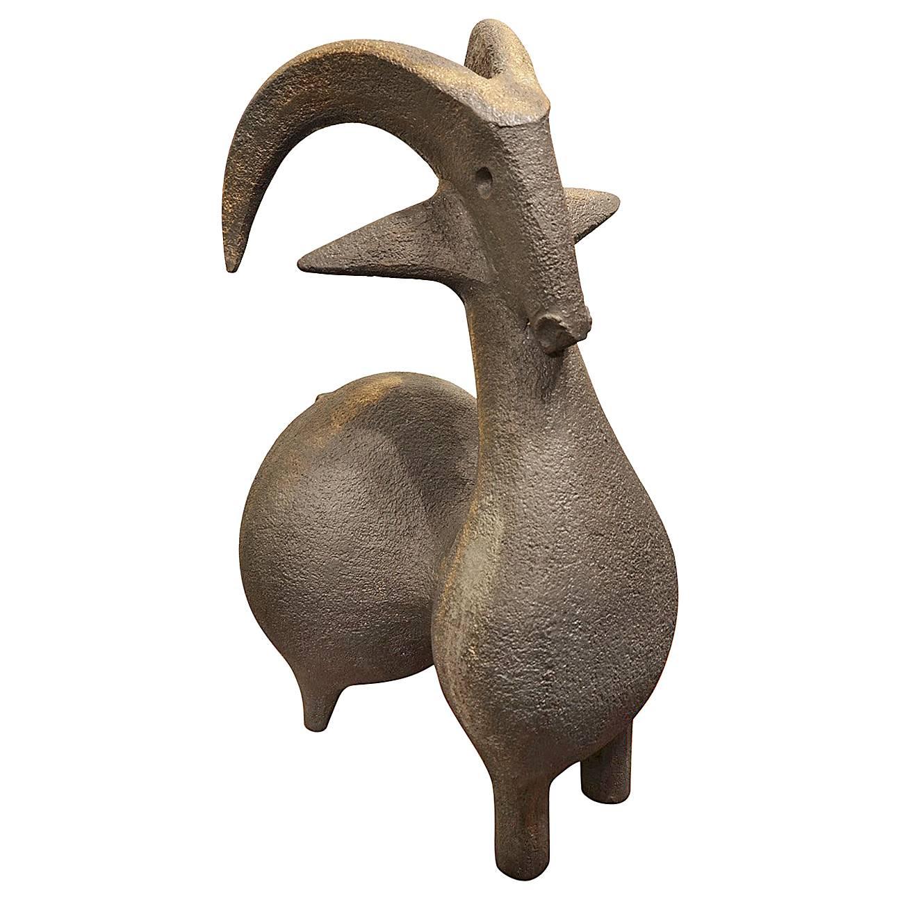 Beautiful Dominique Pouchain Goat Ceramic Sculpture For Sale