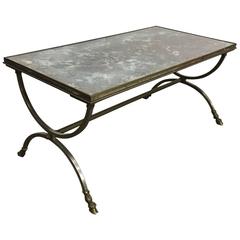 Mid-Century Neoclassical Brass and Glass Coffee Table
