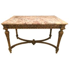 Louis XVI Jansen Style Centre Table with Marble Top