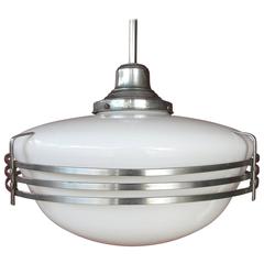 Architectural Art Deco Milk Glass Globe Pendant Lamp 11