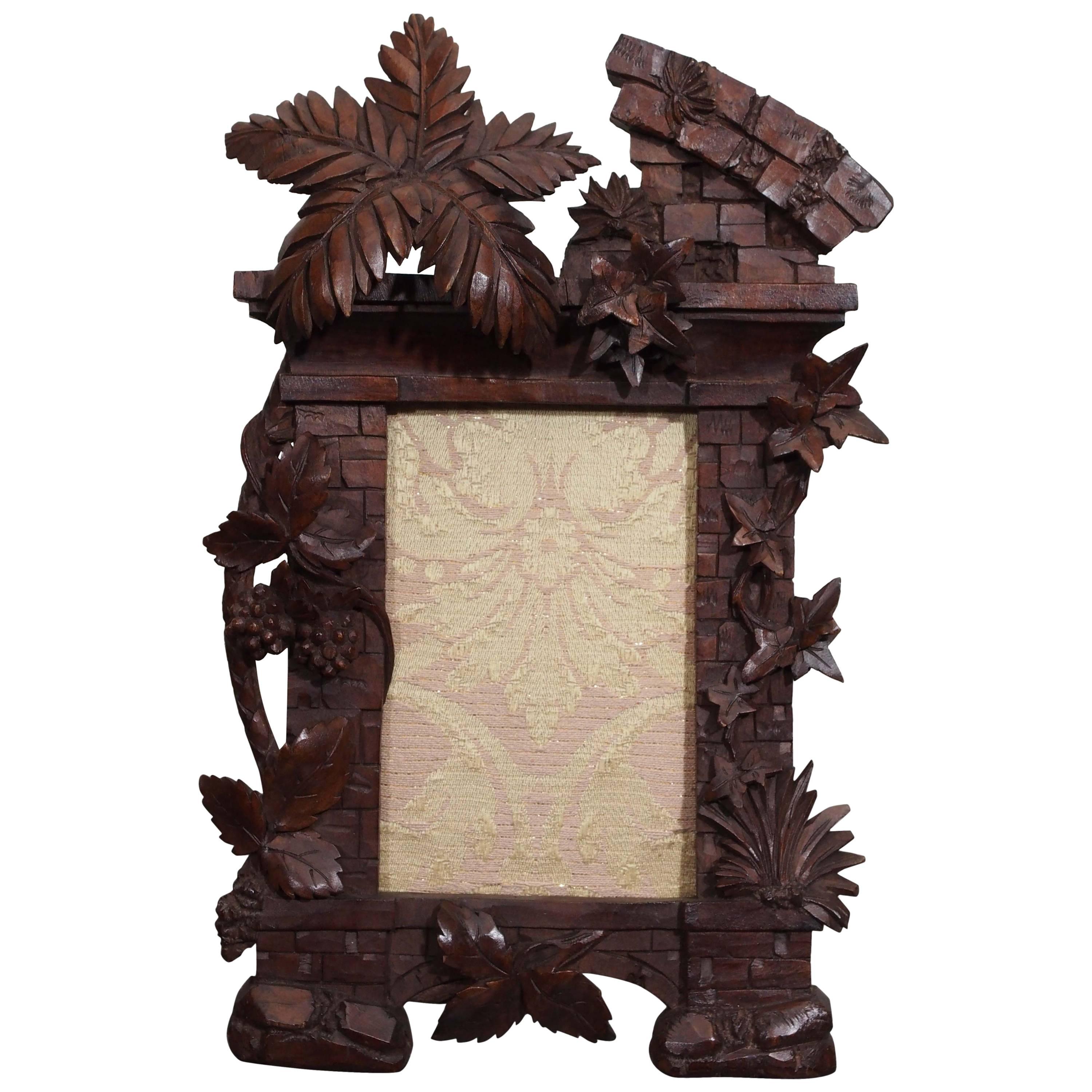 19th Century Black Forest Carved Wood Frame