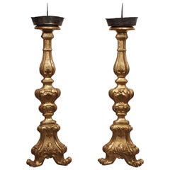 Italian Giltwood Louis XV Style Altar Candlesticks