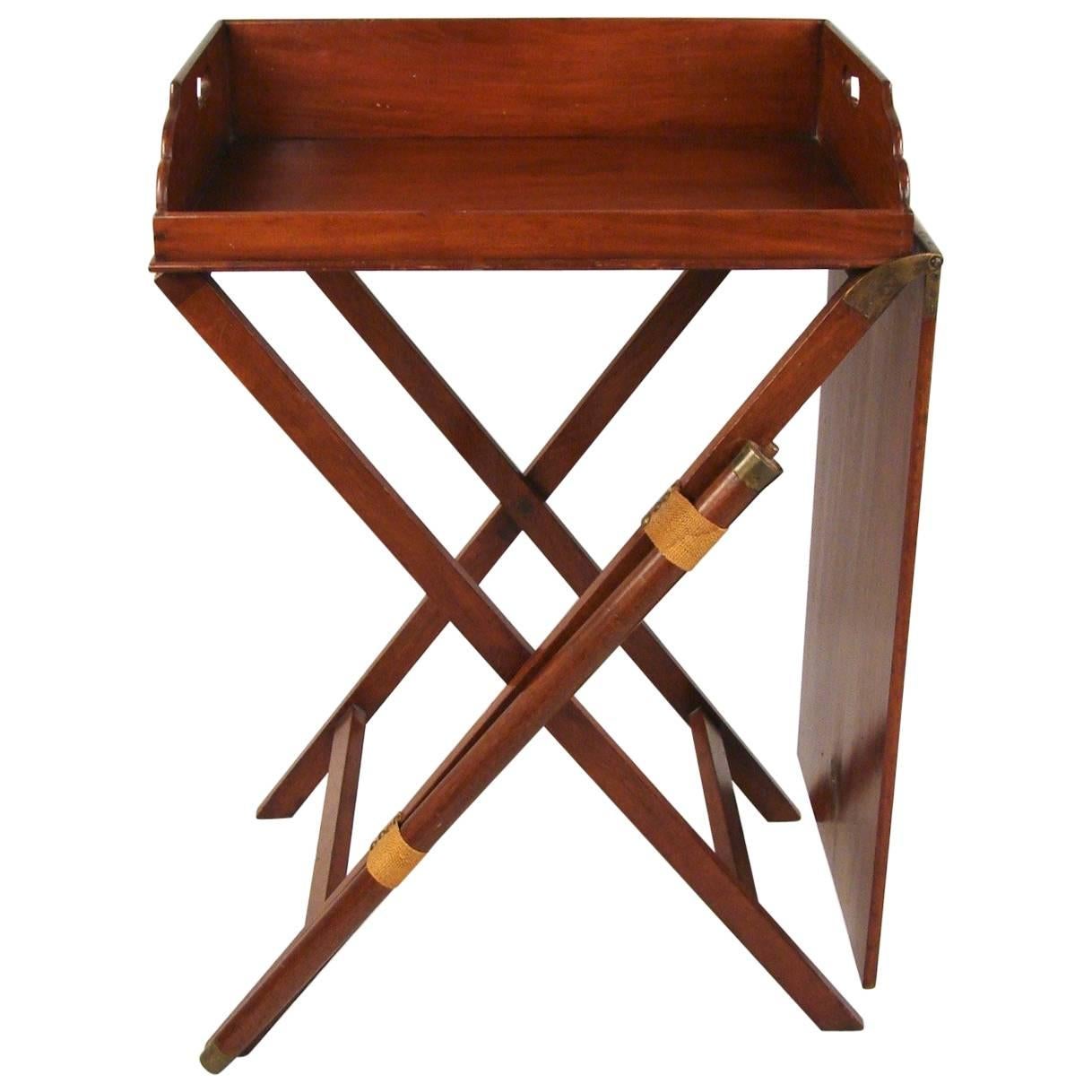 Rare English Mahogany Butler's Tray with Companion Serving Table