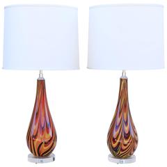 Pair of Modern Blown Glass Lamps