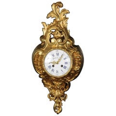 Antique Samuel Marti Gilt Bronze Cartel Wall Clock