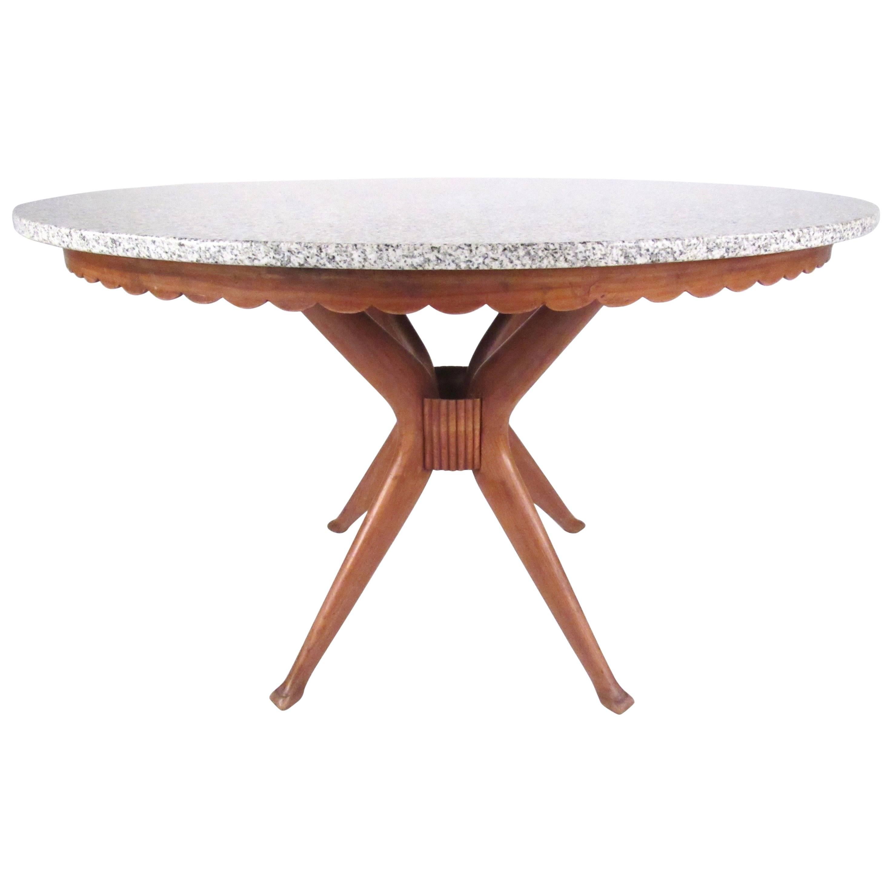 Mid-Century Modern Marble Top Dassi Style Dining Table